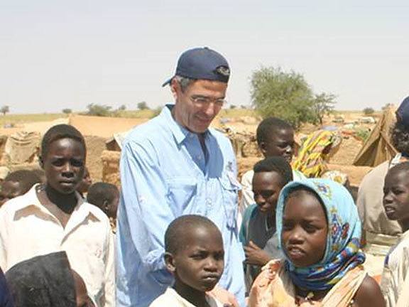 Rabbi Rick Jacobs visits a refugee camp just outside Darfur with AJWS in 2005.