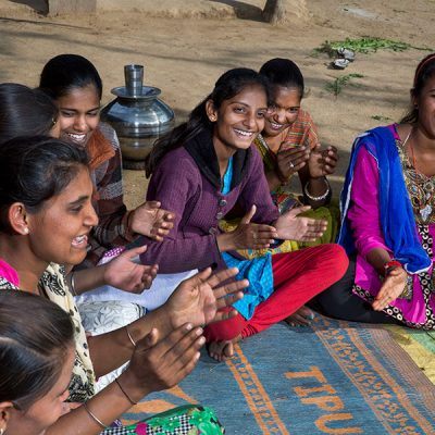 Vaishali (center) joins in group activities for young women at Vikalp.